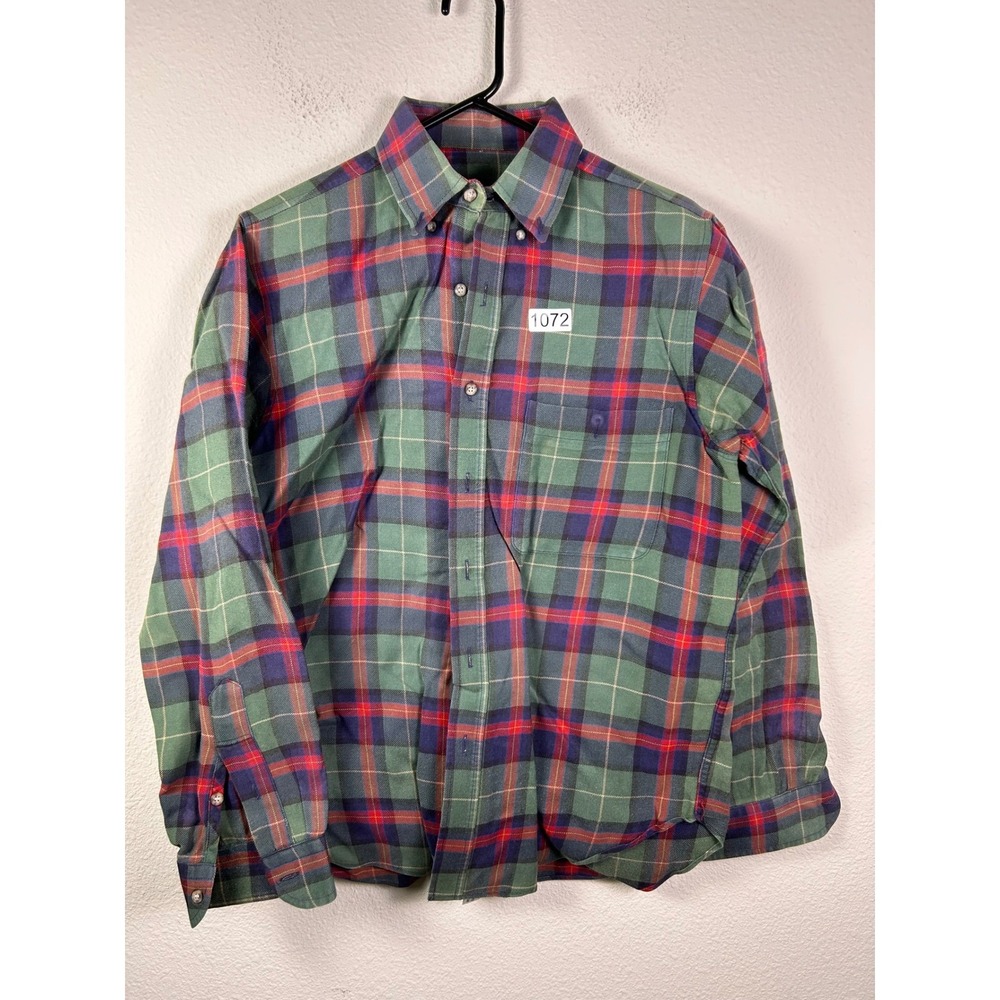 Pendleton Mens Plaid Flannel Button Down Shirt Green Red Blue Made in USA Size M